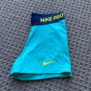 Teal Nike Pro shorts